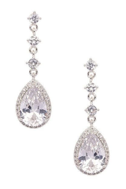 CZ Teardrop Elegant Swing Earrings