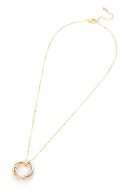 CZ Mix Ring Sliding Pendant Necklace