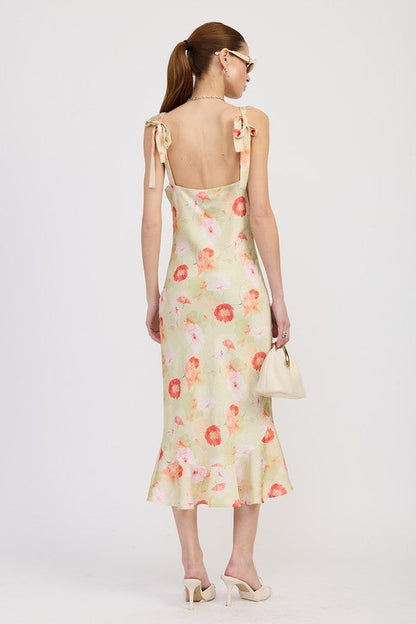 Emory Park Printed Satin Midi Dress with Scoop Neck