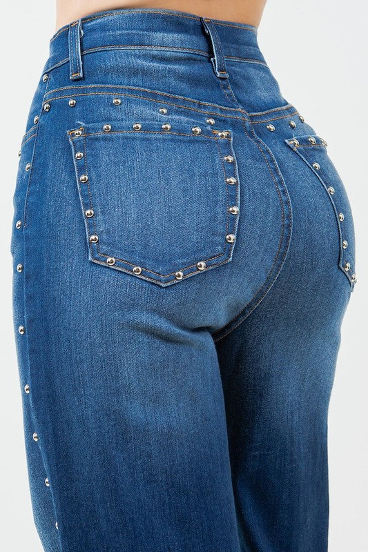 GJG Denim Camila Studded Wide Leg Jean