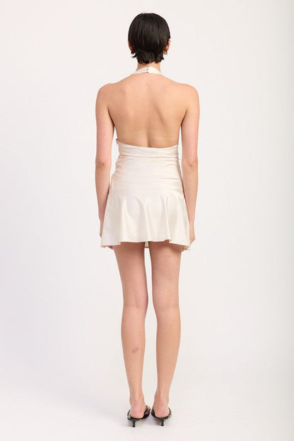 Emory Park Halter Mini Dress with Lace Detail