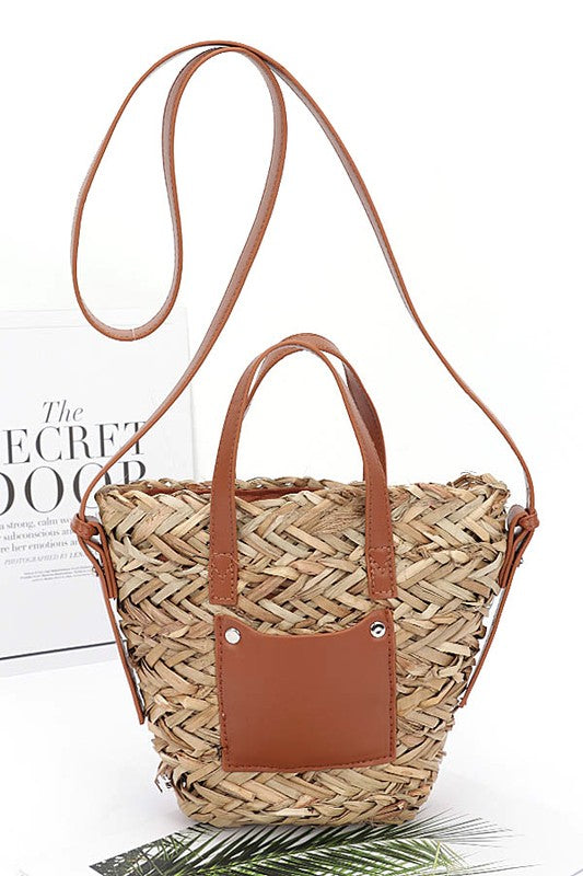 Raffia Woven Convertible Swing Tote