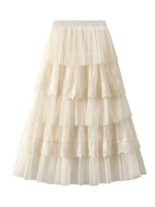 Miss Sparkling | Layered Lace Midi Skirt