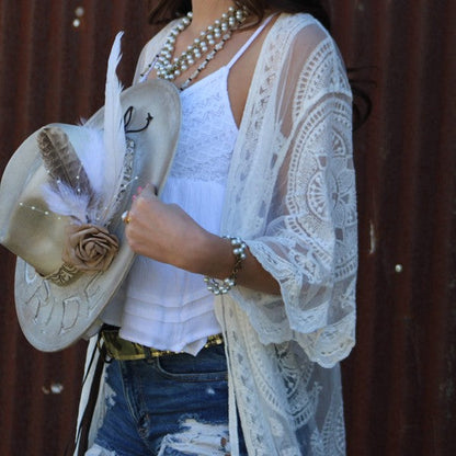 Dark Metallic Hide Leather Belt w/ Leather Fringe