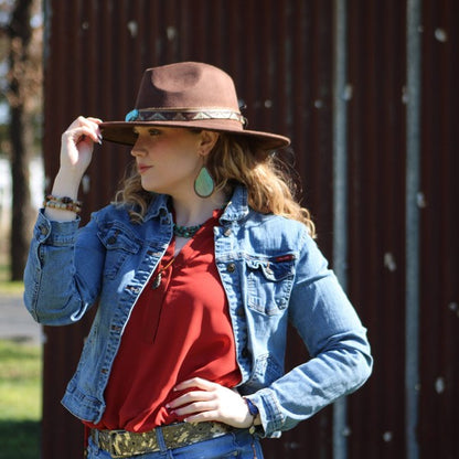 Dark Metallic Hide Leather Belt w/ Leather Fringe