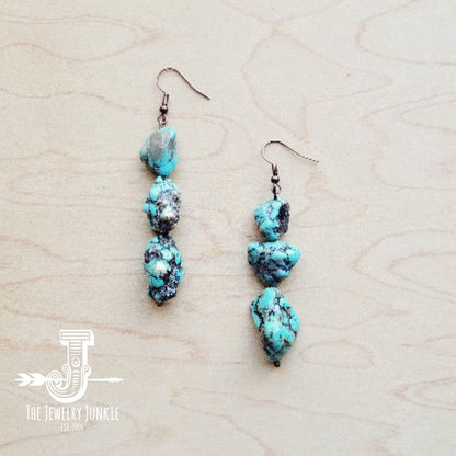 Chunky Beaded Turquoise Stone Earrings