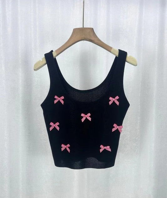 Miss Sparkling Cropped Bow Tank