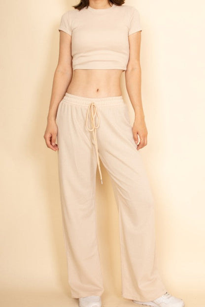 Relaxed Fit Top and Wide-Leg Pants Set