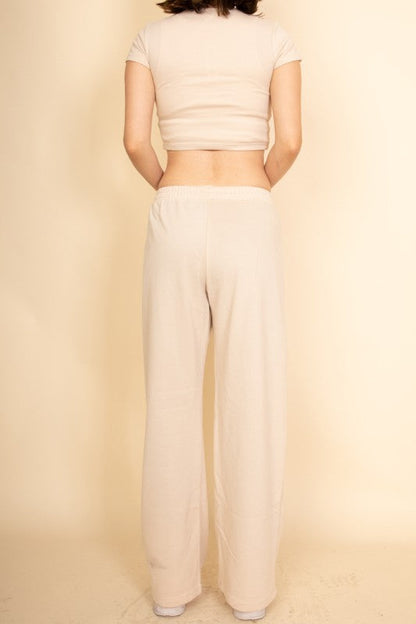 Relaxed Fit Top and Wide-Leg Pants Set