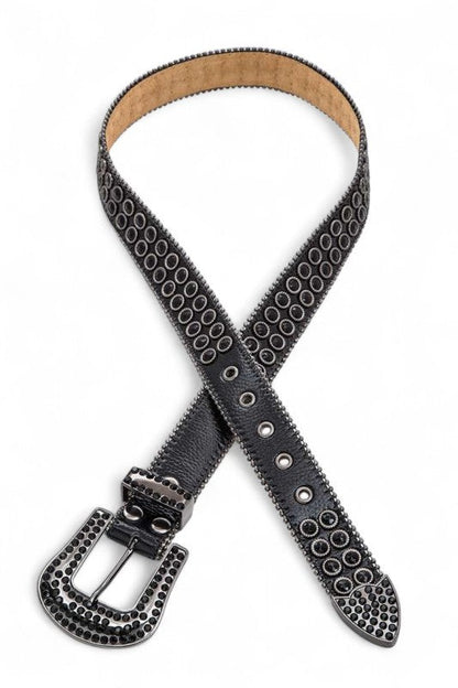 Full Stone Metallic Leather Western Belt