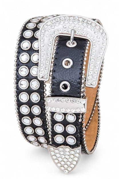 Full Stone Metallic Leather Western Belt