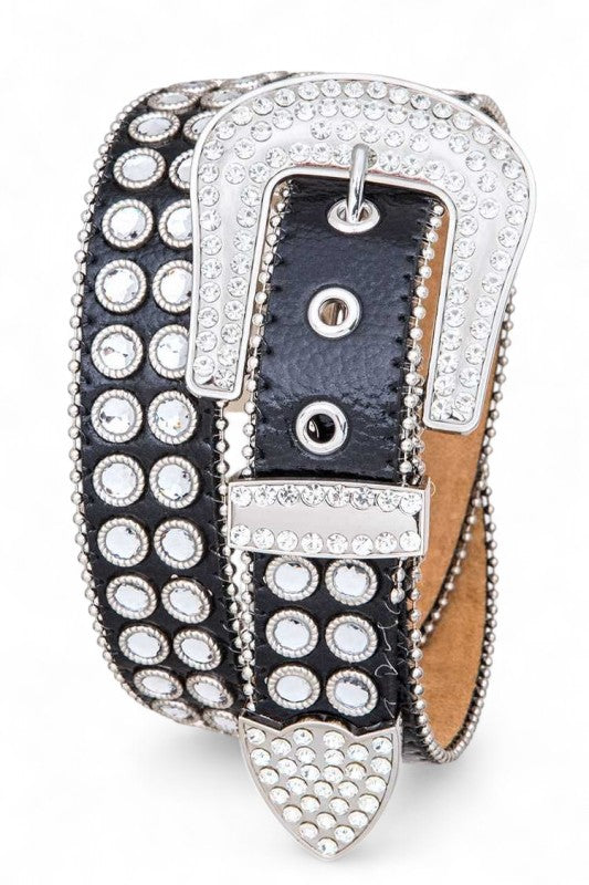 Full Stone Metallic Leather Western Belt