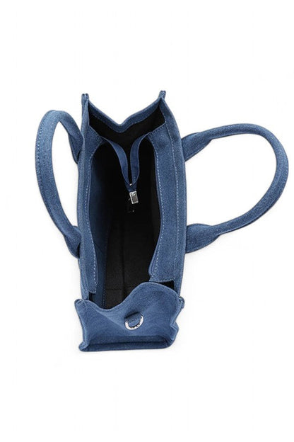 Denim Convertible Small Tote Bag