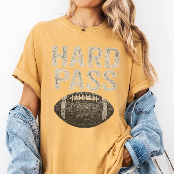 Hard Pass Football Comfort Color Graphic T-Shirt