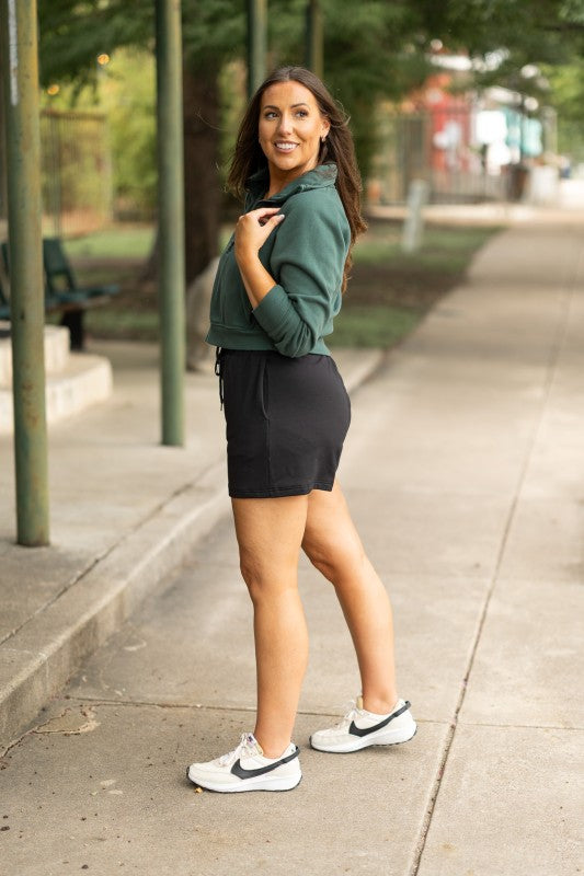 Julia Rose - The Chrissy Black Fleece Shorts