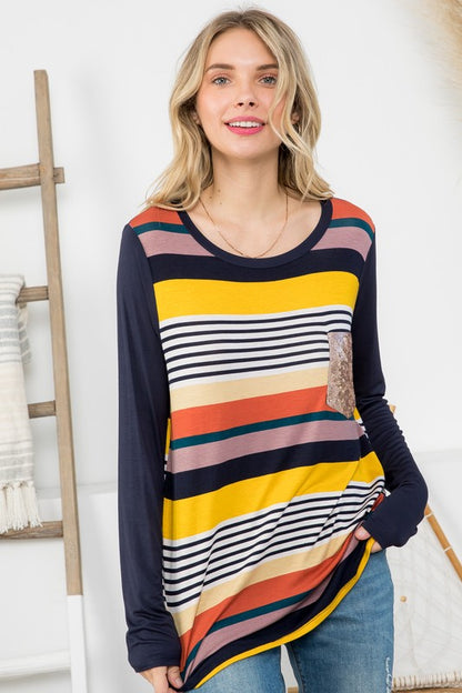 SOLID STRIPE MIX COLORBLOCK TOP