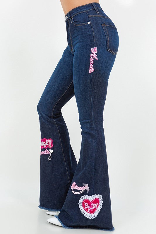 GJG Denim Sweet Heart Bell Bottom Jean- Inseam 32
