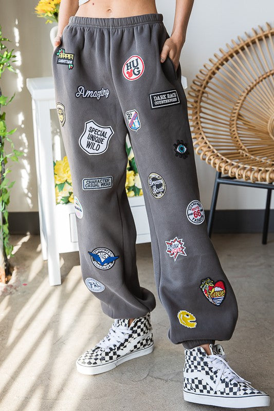 Jade By Jane | High Waist Multi Patches Jogger Pants PLUS