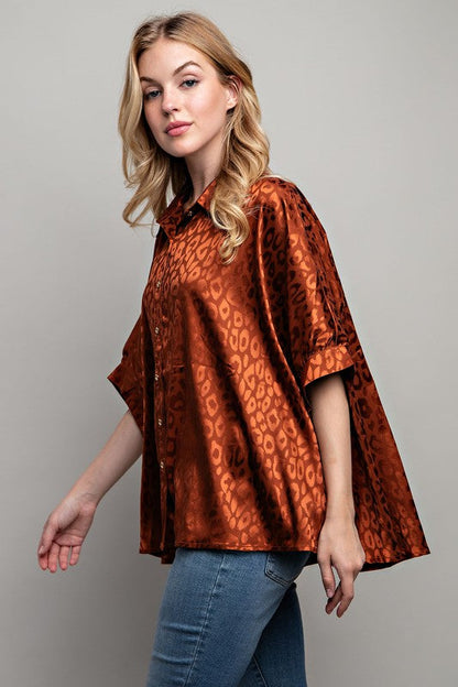 Sweet Generis Light Satin Print Button Down Shirt