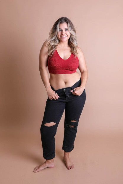 Leto Accessories Seamless Padded Textured Brami Plus Size