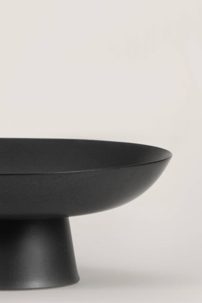 Matte Black Ceramic Footed Bowl