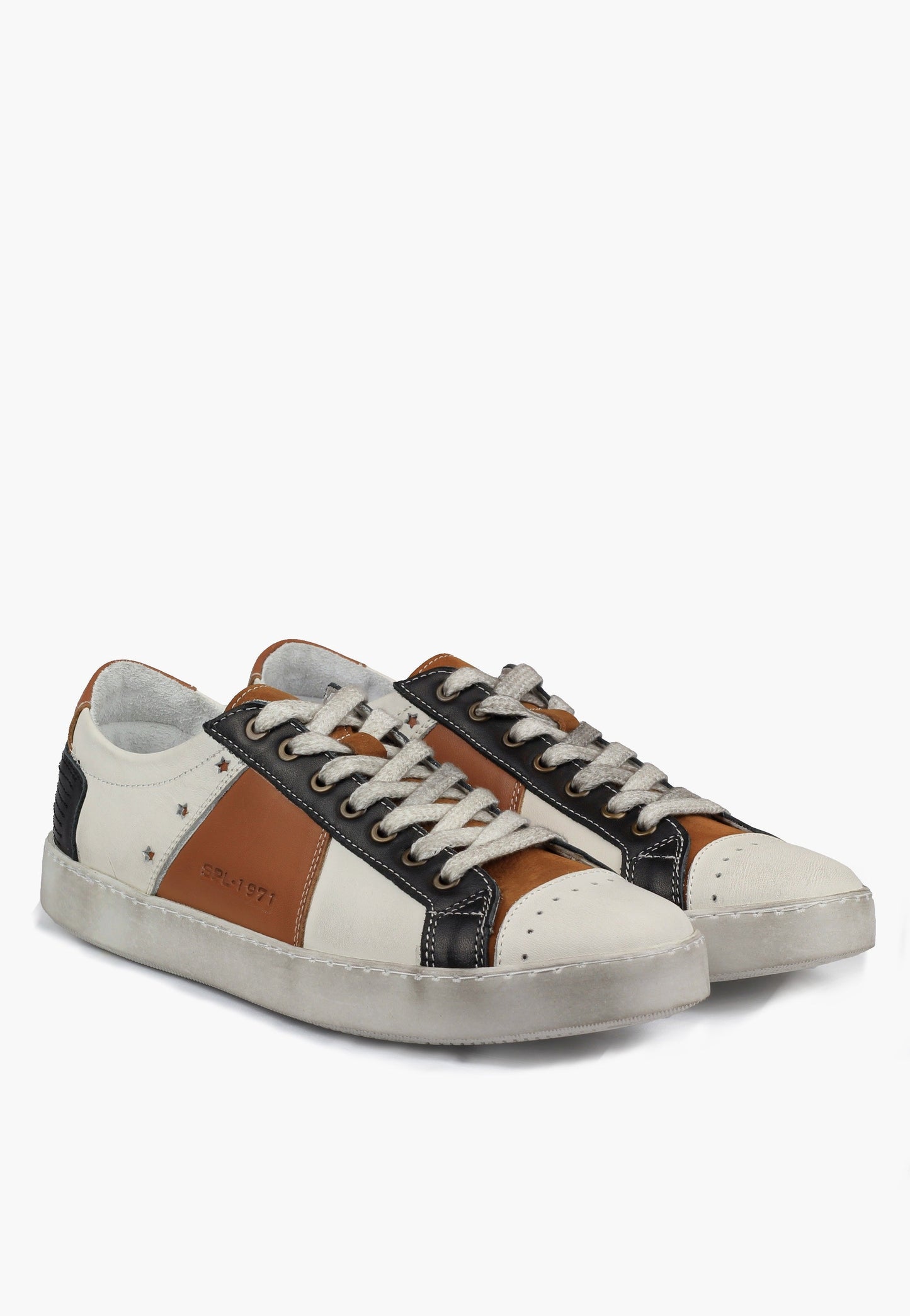 Sepol Waco Distressed Men's Sneaker White Tan