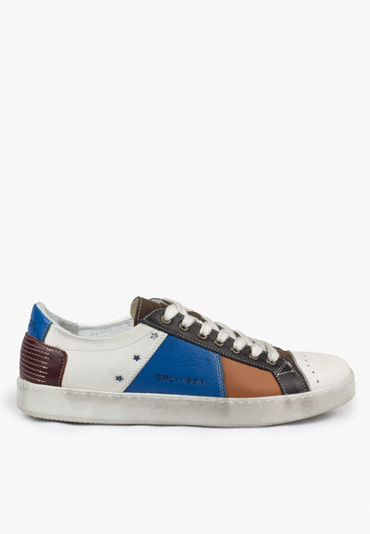 Sepol Waco Men's Distressed Sneaker White Blue