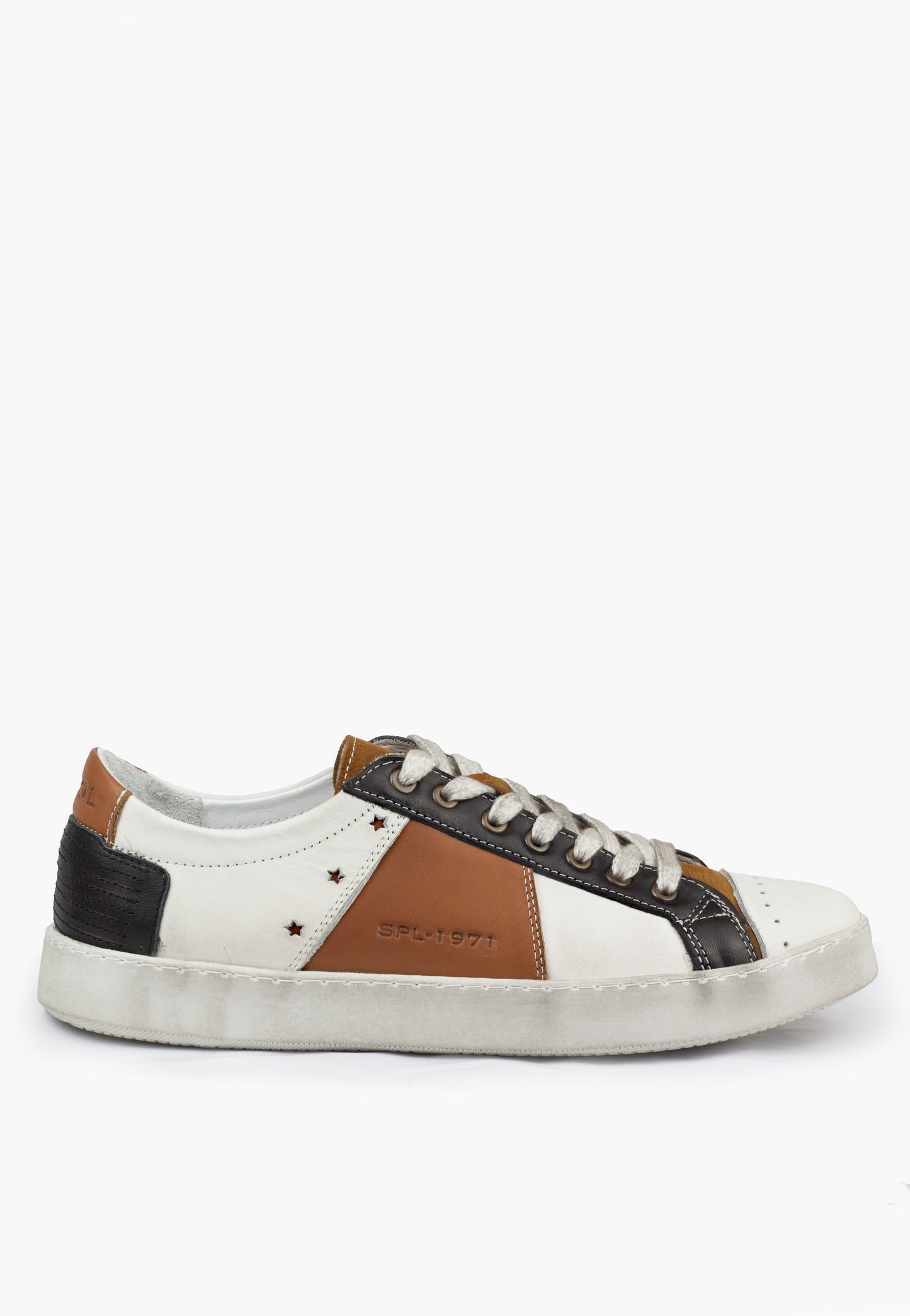 Sepol Waco Distressed Men's Sneaker White Tan