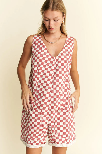 PLUS Jade By Jane Plus Size Plaid Print Shorts Romper