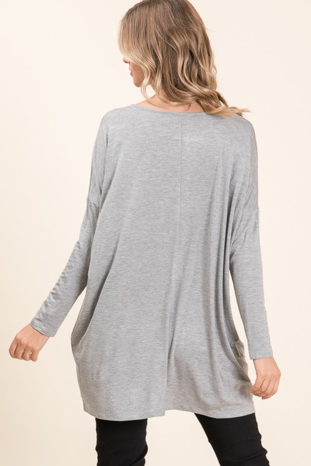 BOMBOM Round Neck Long Sleeve Oversized Top