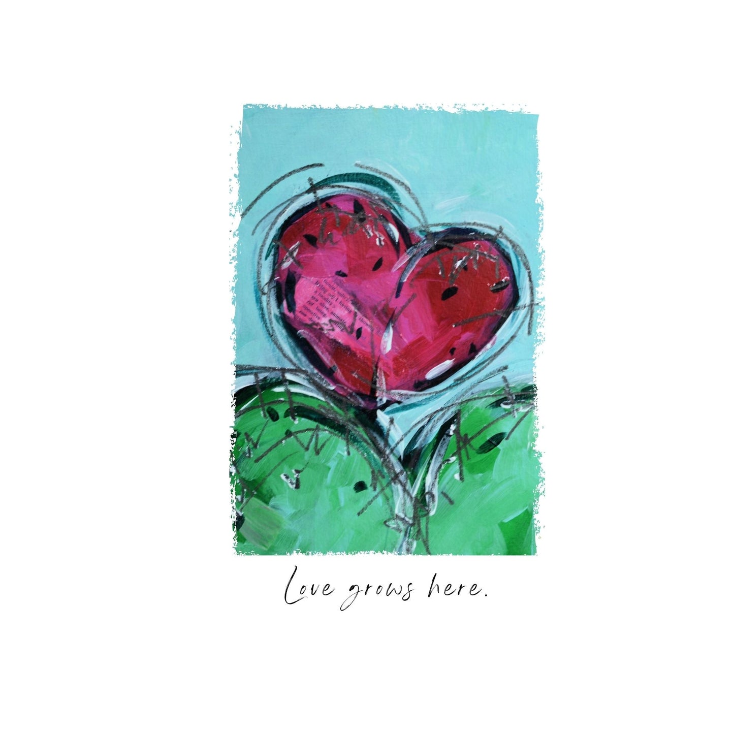 Dish Towel - "Love grows here" Cactus