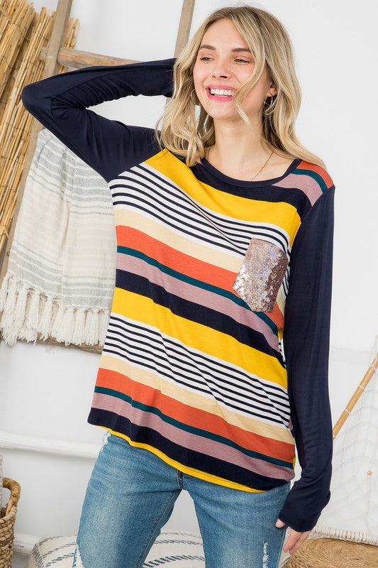 SOLID STRIPE MIX COLORBLOCK TOP