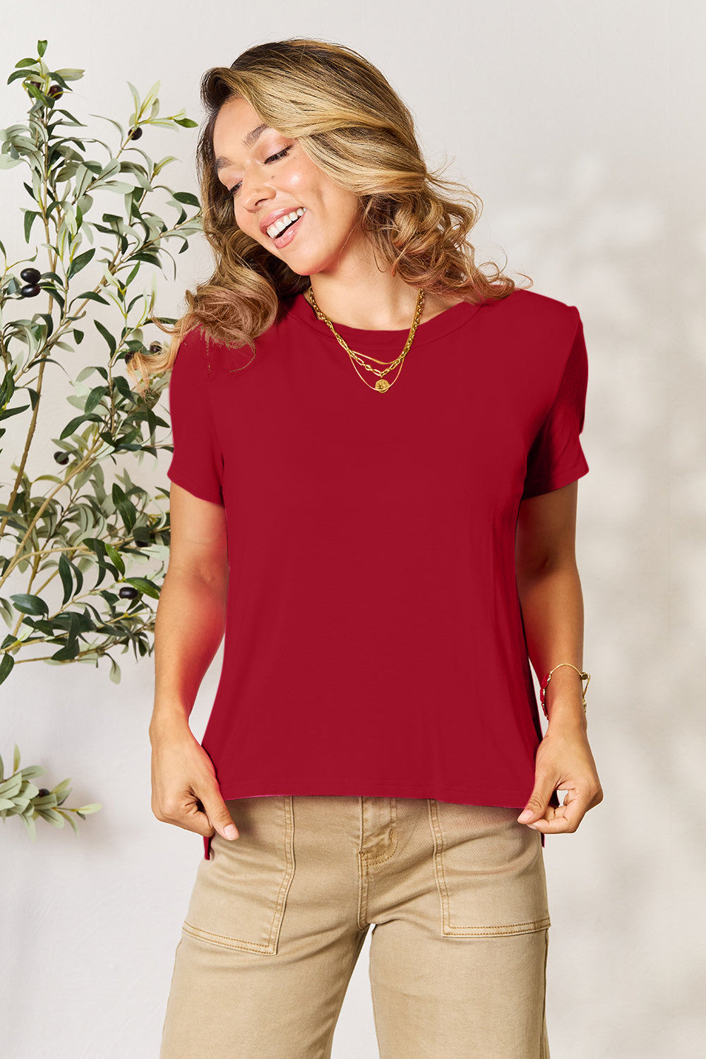 Basic Bae Full Size Round Neck Short Sleeve T-Shirt – Soft & Slightly Stretchy, Perfect for Everyday Wear