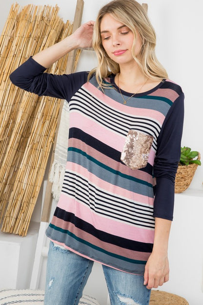 SOLID STRIPE MIX COLORBLOCK TOP