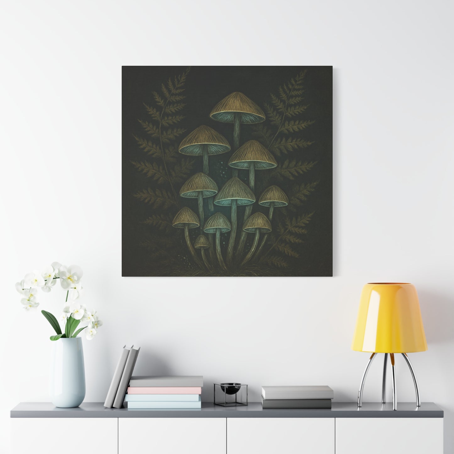 Dark Academia Mystical Mushrooms Wall Art - Vintage Style Canvas Botanical Poster