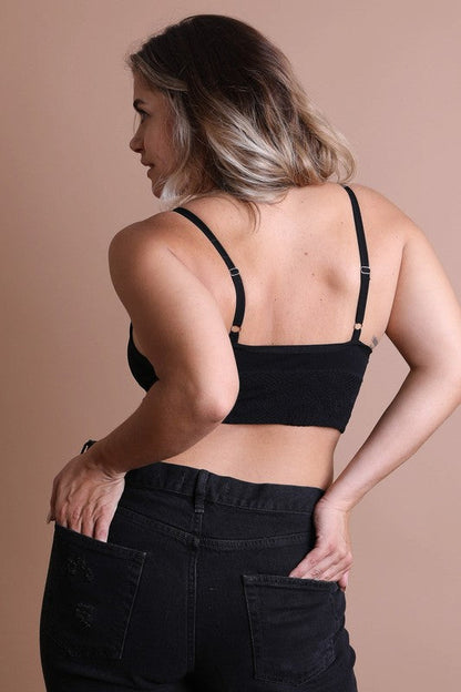 Leto Accessories Seamless Padded Textured Brami Plus Size
