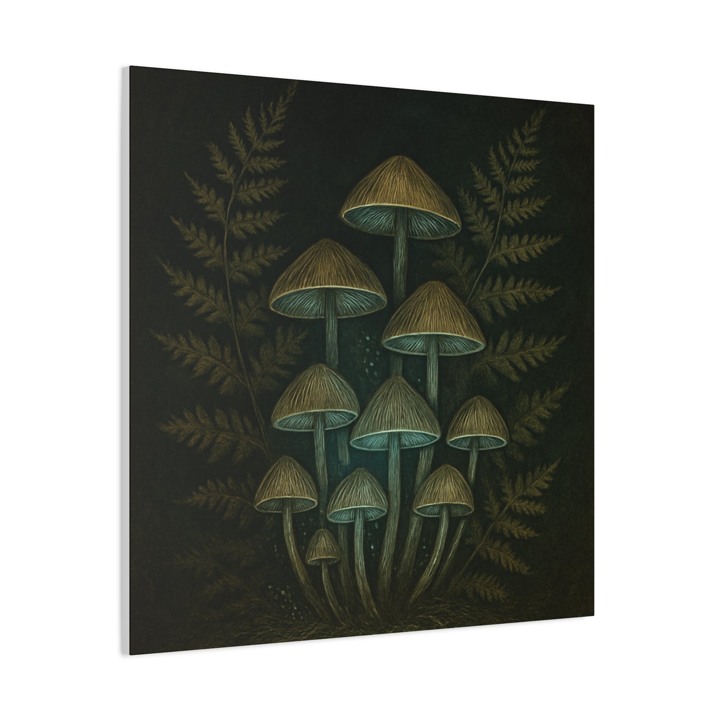 Dark Academia Mystical Mushrooms Wall Art - Vintage Style Canvas Botanical Poster