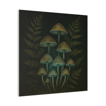 Dark Academia Mystical Mushrooms Wall Art - Vintage Style Canvas Botanical Poster