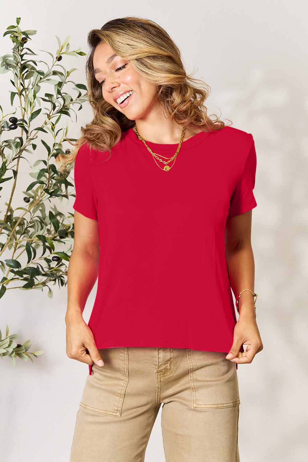 Basic Bae Full Size Round Neck Short Sleeve T-Shirt – Soft & Slightly Stretchy, Perfect for Everyday Wear