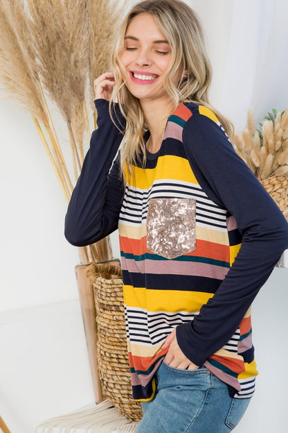 SOLID STRIPE MIX COLORBLOCK TOP