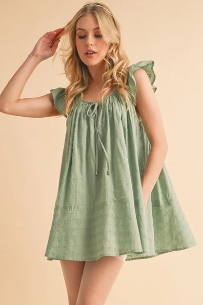 Aemi+Co Ruffled Cap Sleeve Cotton Tunic Mini Dress
