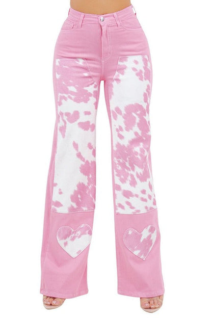 GJG Denim Rodeo Wide Leg Jean in Pink