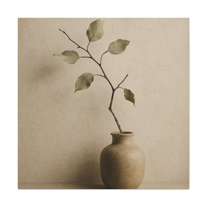 Japandi Style Wabi-Sabi Dried Branch - Minimalist Beige & Earth Tone Canvas Wall Art