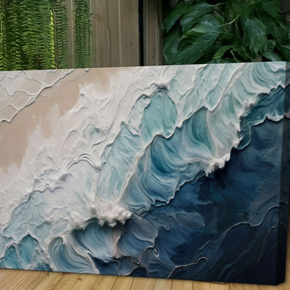 Crashing Coastal Waves Impasto Wall Art