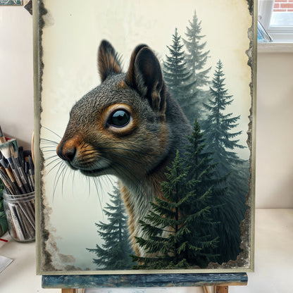 Squirrel Double Exposure Wall Art