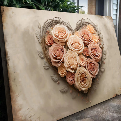 3D Floral Heart Wall Art III
