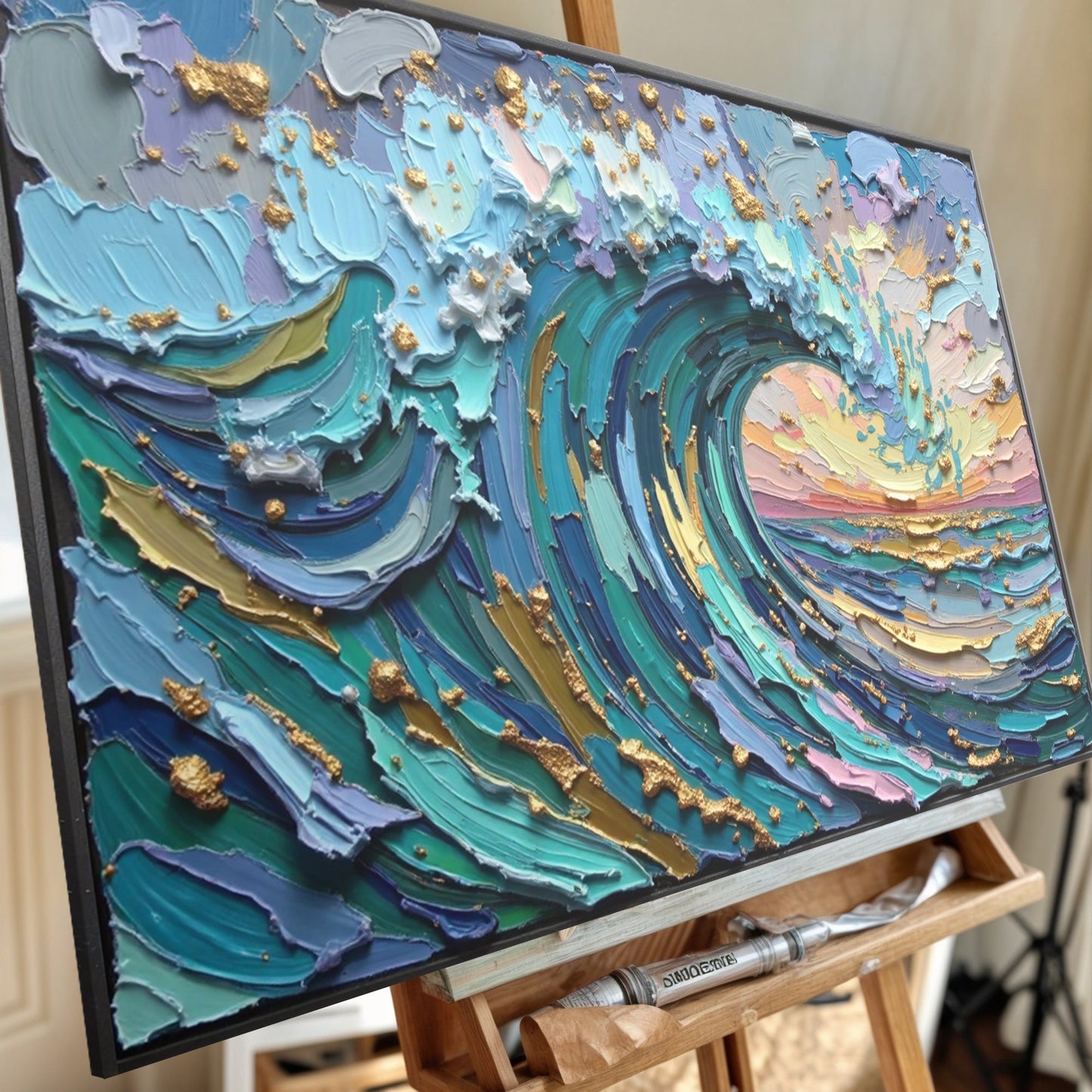 Golden Tide Impasto Wall Art