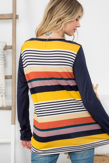 SOLID STRIPE MIX COLORBLOCK TOP