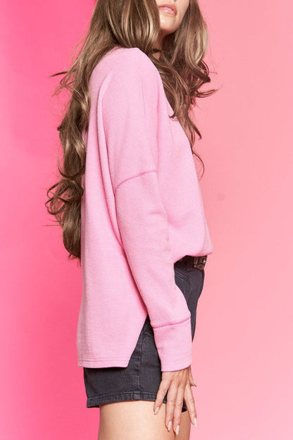 Jade by Jane | Button Down Side Slit Pullover Top