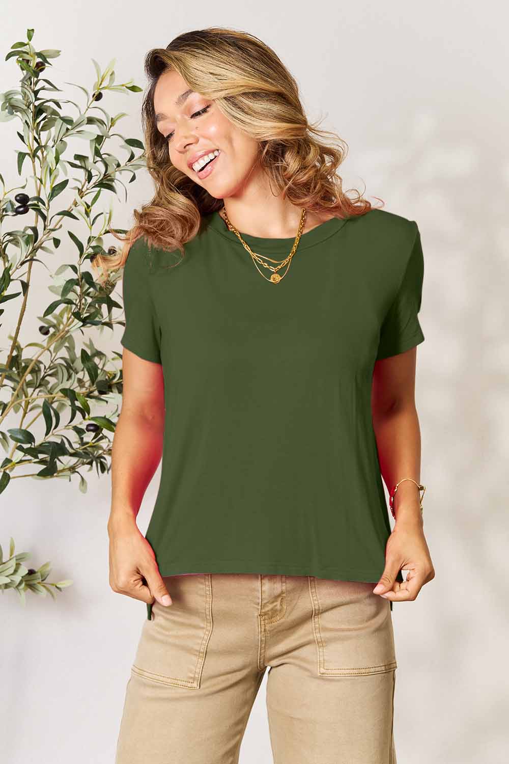 Basic Bae Full Size Round Neck Short Sleeve T-Shirt – Soft & Slightly Stretchy, Perfect for Everyday Wear